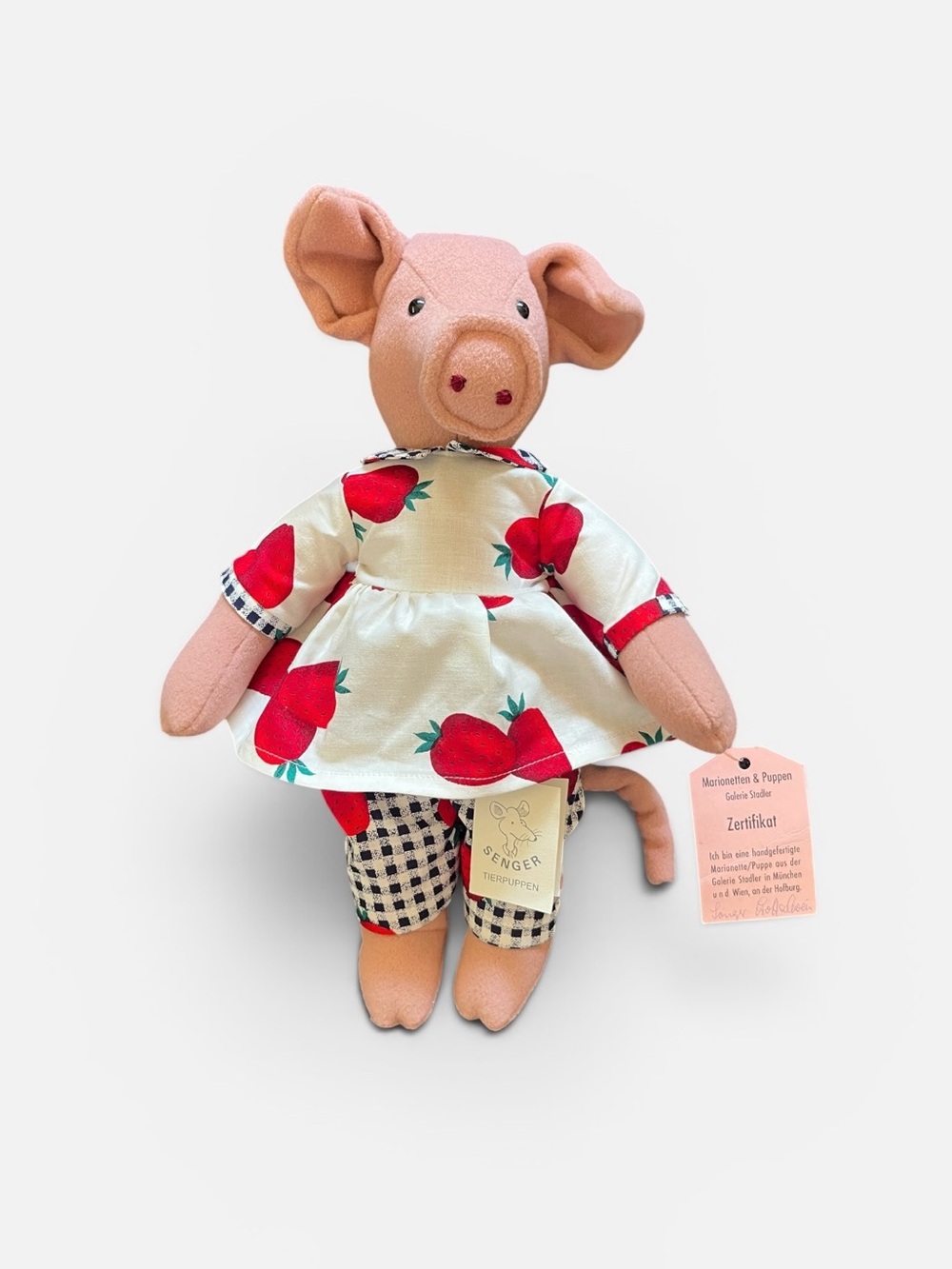 NEW Senger Handmade Pig Plush Doll Organic Cotton Pure Lambswool Germany Clothes